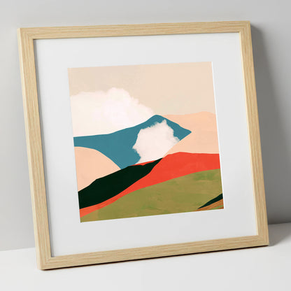 Bold Rolling Fells Under Cloud lake district fell art print in natural frame