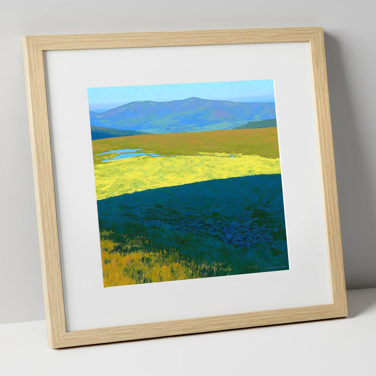 Sunlit Plateau on Mungrisdale Common lake district fell art print in natural frame
