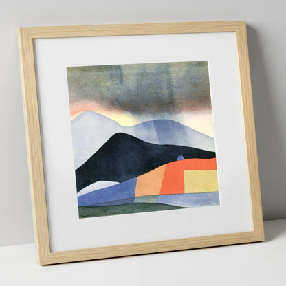 Abstract Fells Under Storm Clouds lake district sky art print in natural frame