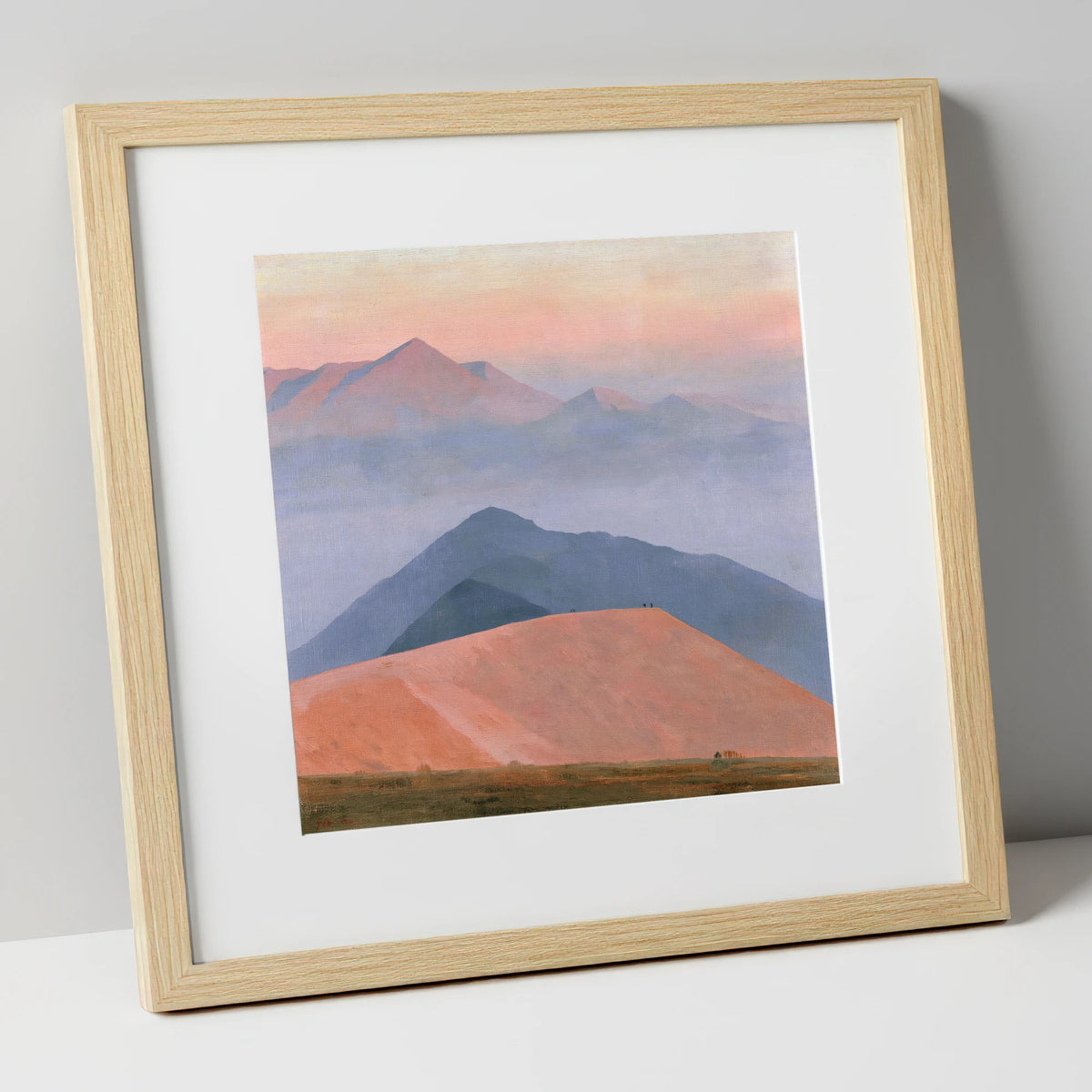 Fell Summit in Lavender Haze lake district fell art print in natural frame