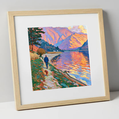 Vivid Glenridding Dog Walk gifts for dog walkers art print in natural frame