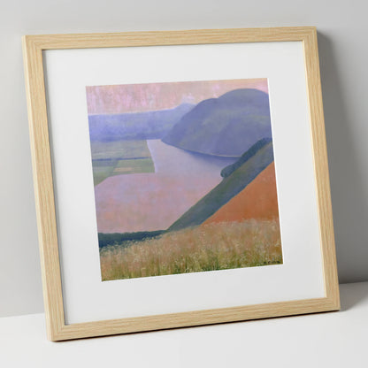 Lavender Dusk Over Bassenthwaite Lake lake district lake art print in natural frame
