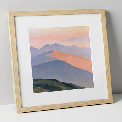 Pastel Fells from the Summit lake district fell art print in natural frame