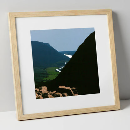 Steep Valley from Great Gable lake district fell art print in natural frame