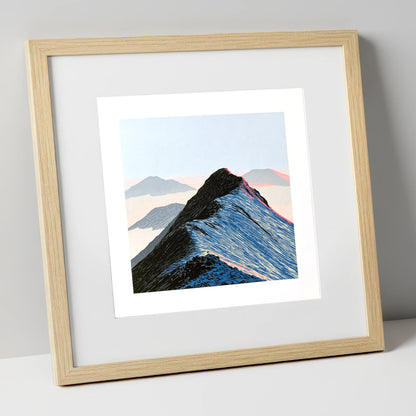 High Mountain Ridge Above Mist lake district fell art print in natural frame