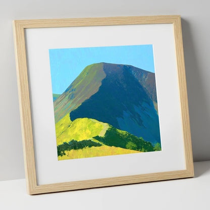 Vibrant Carl Side Ridge Path lake district fell art print in natural frame