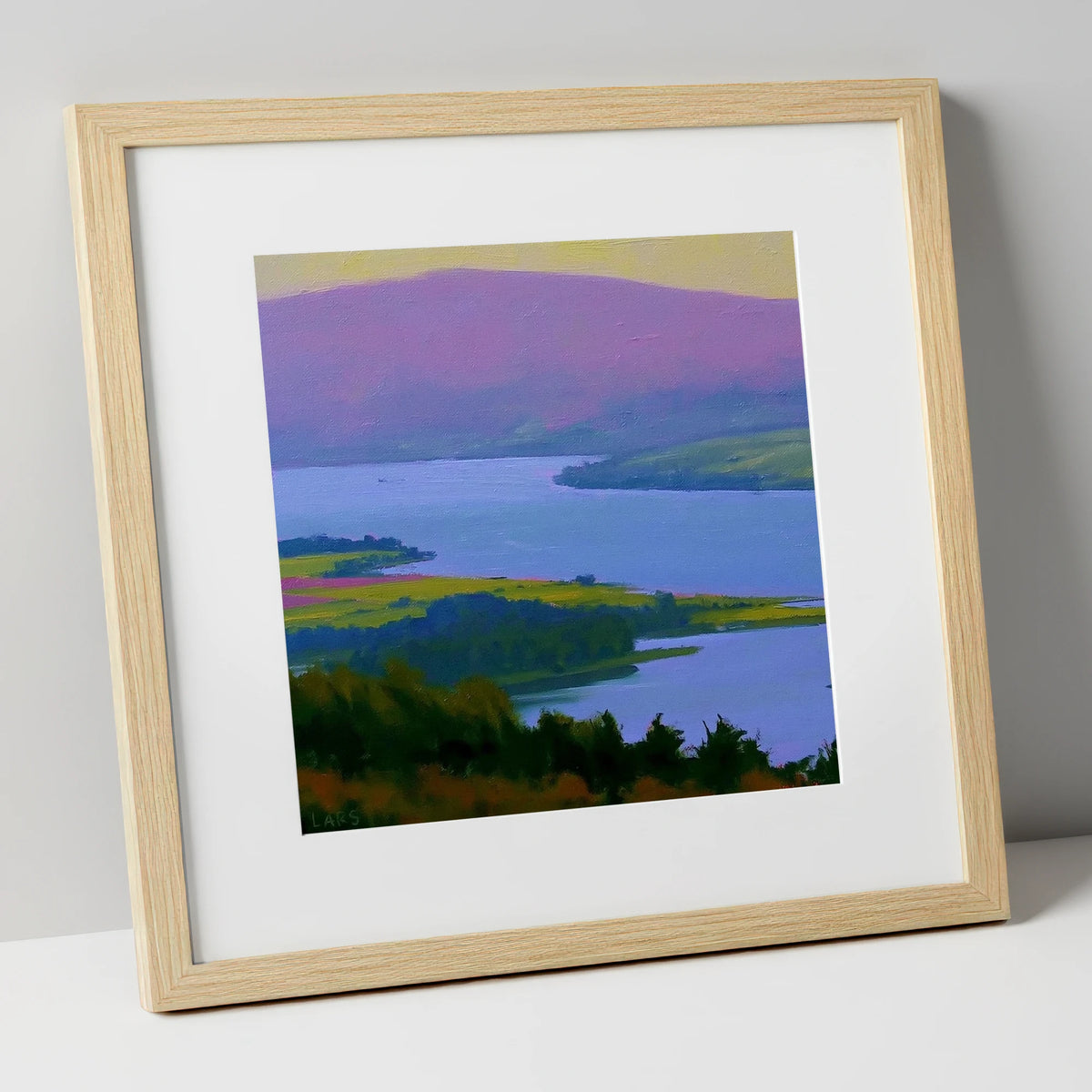 Vibrant Fells Above Bassenthwaite Lake lake district lake art print in natural frame