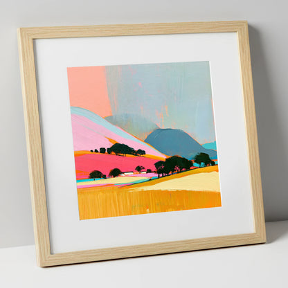 Vibrant Fells Under Storm Clouds lake district sky art print in natural frame