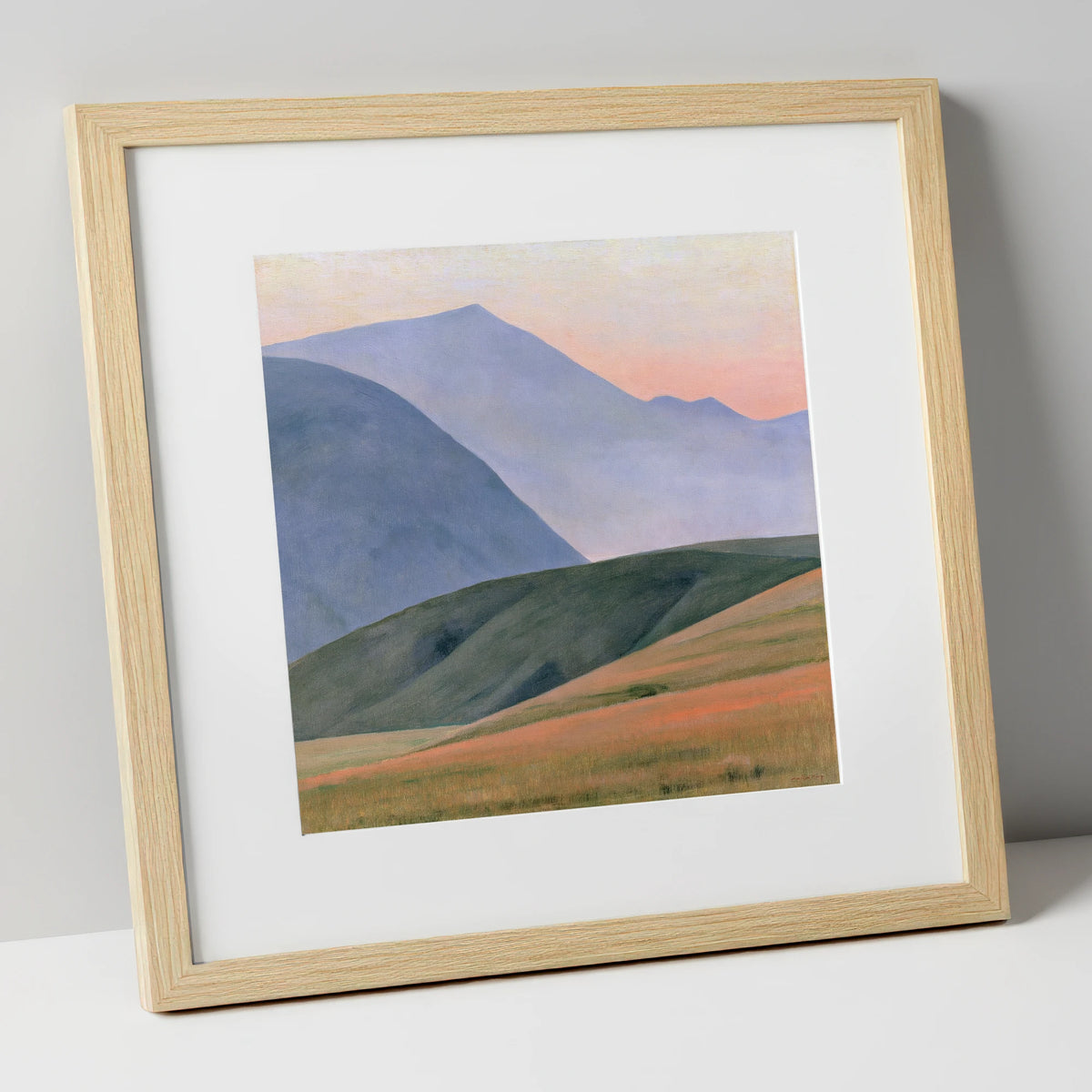 Rolling Fells in Pastel Light lake district fell art print in natural frame