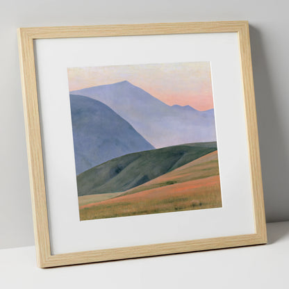 Rolling Fells in Pastel Light lake district fell art print in natural frame