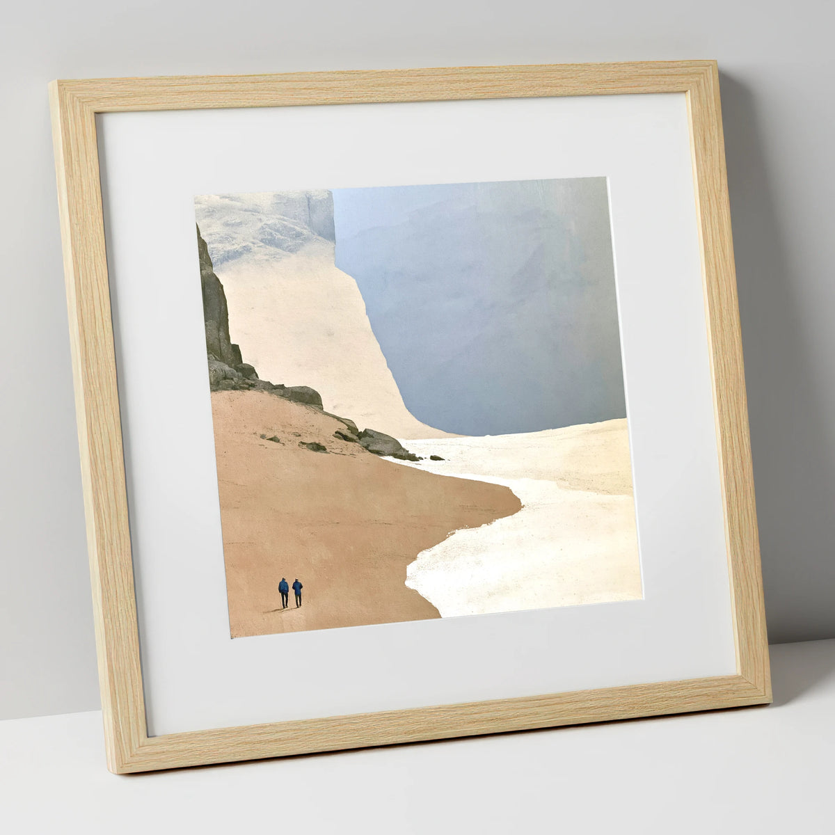 Fell Walkers Beneath Great Cliffs lake district fell art print in natural frame