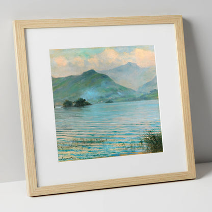 Hazy Catbells Over Derwentwater lake district lake art print in natural frame
