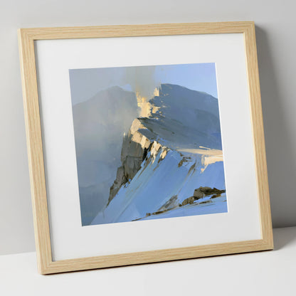 Misty Ridge in Golden Light lake district fell art print in natural frame