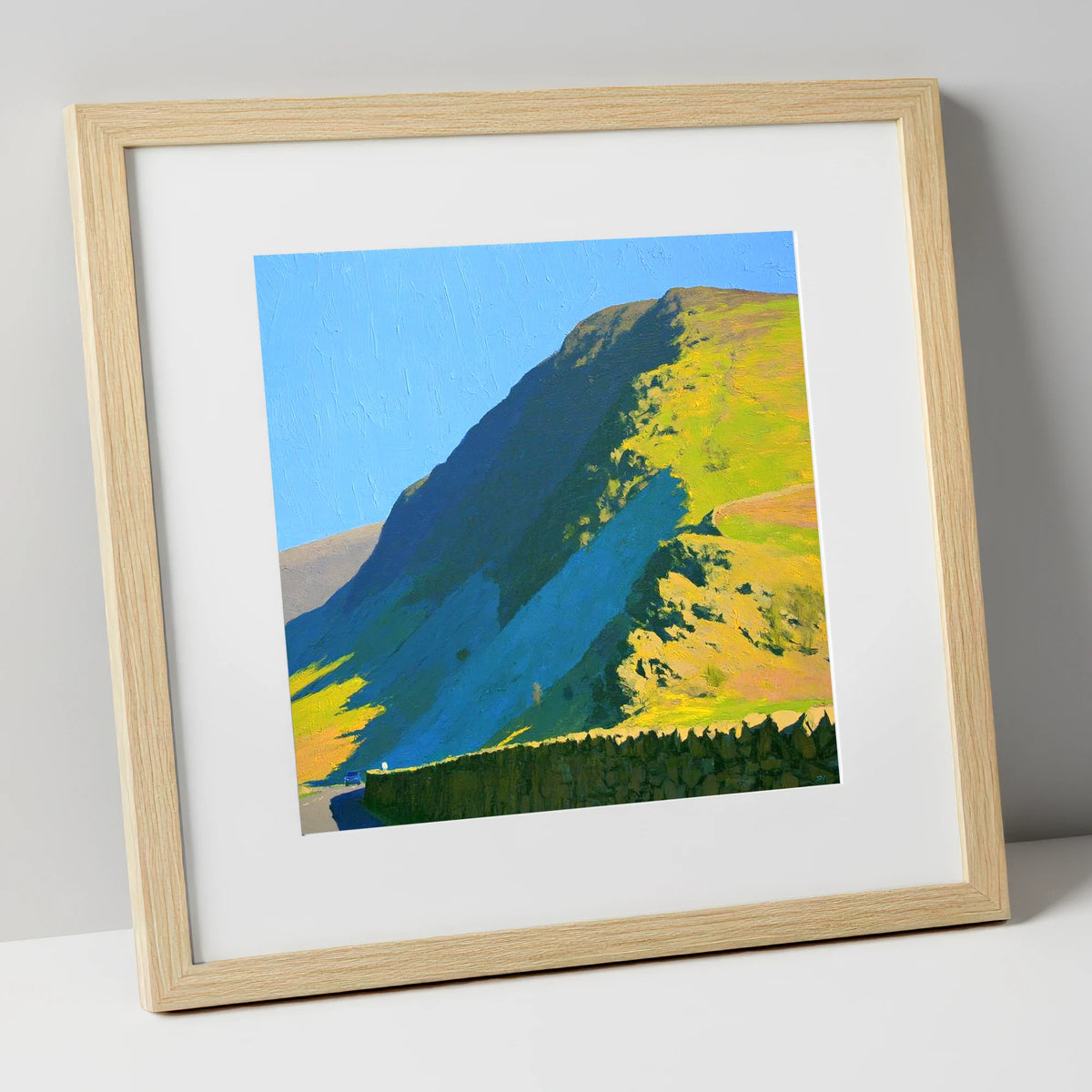 Steel Fell Ridge Bright Shadows lake district fell art print in natural frame