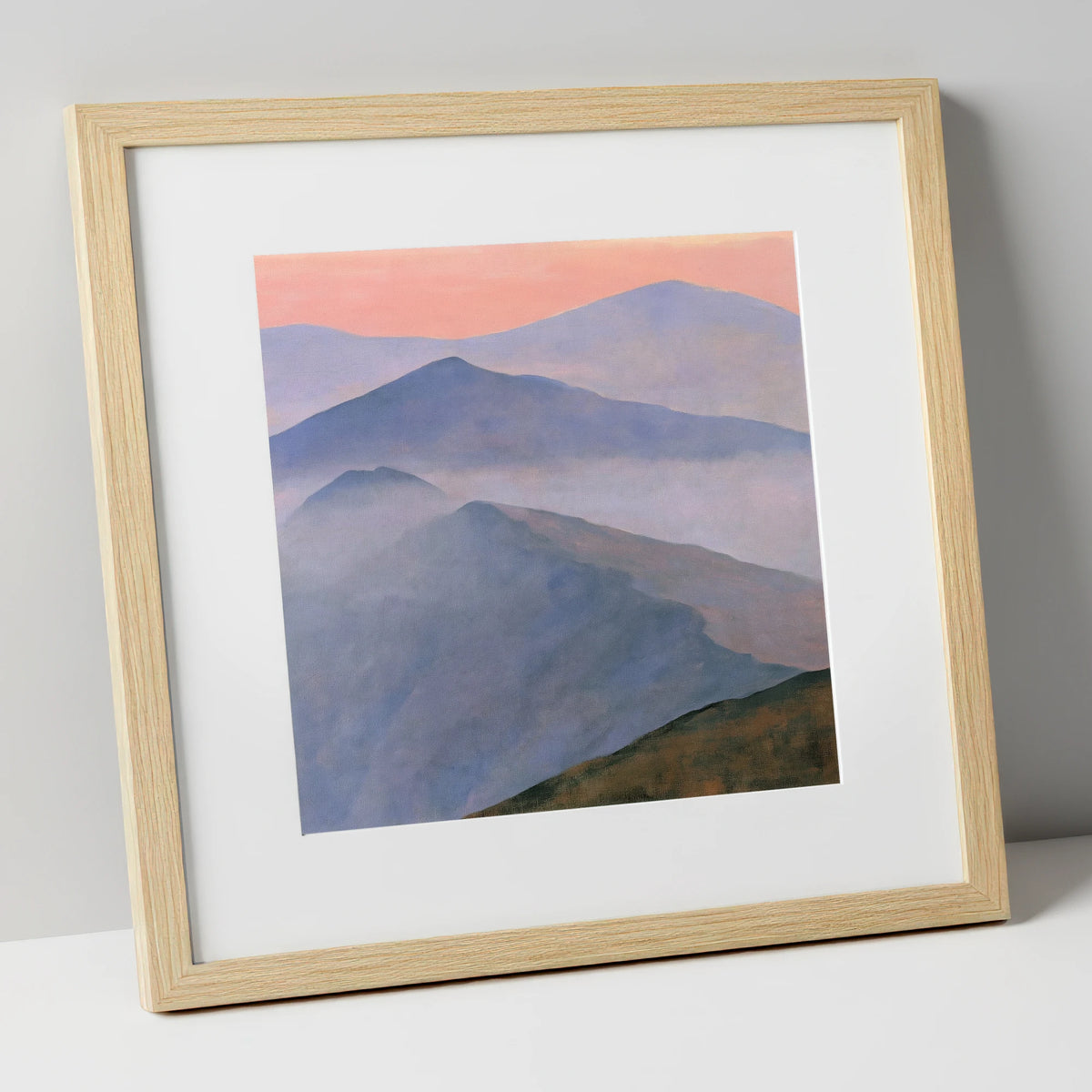 Misty Mountain Ridge in Pastel Light lake district fell art print in natural frame