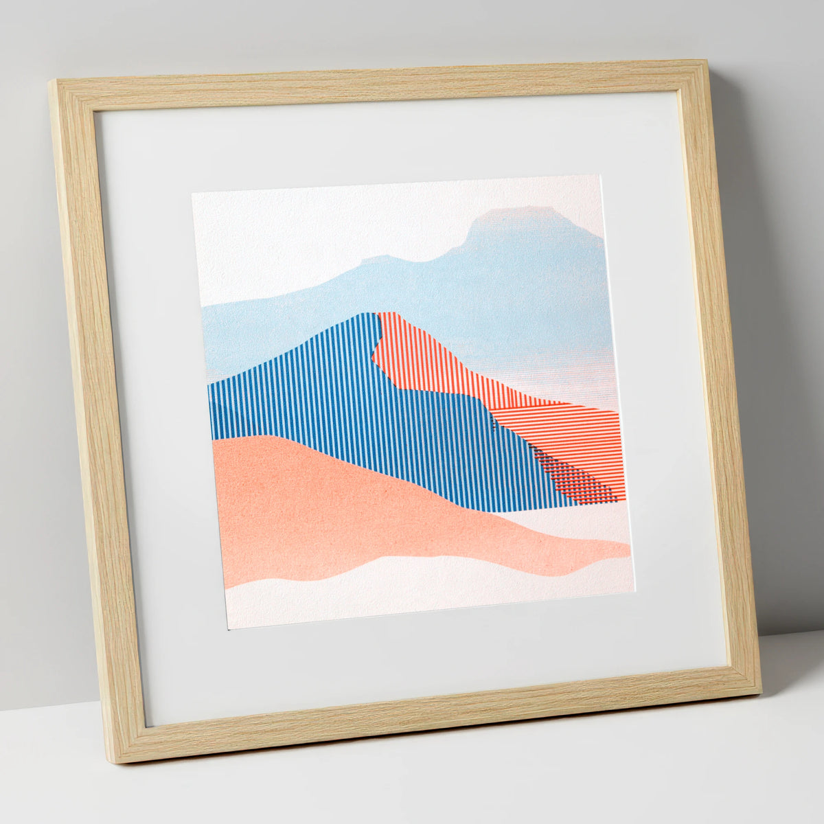 Geometric Fell Summit View lake district fell art print in natural frame