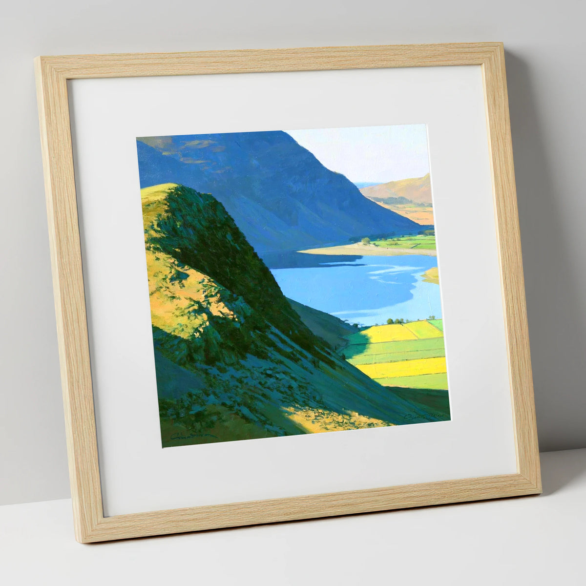 Sunlit Ridge of Rannerdale Knotts lake district fell art print in natural frame