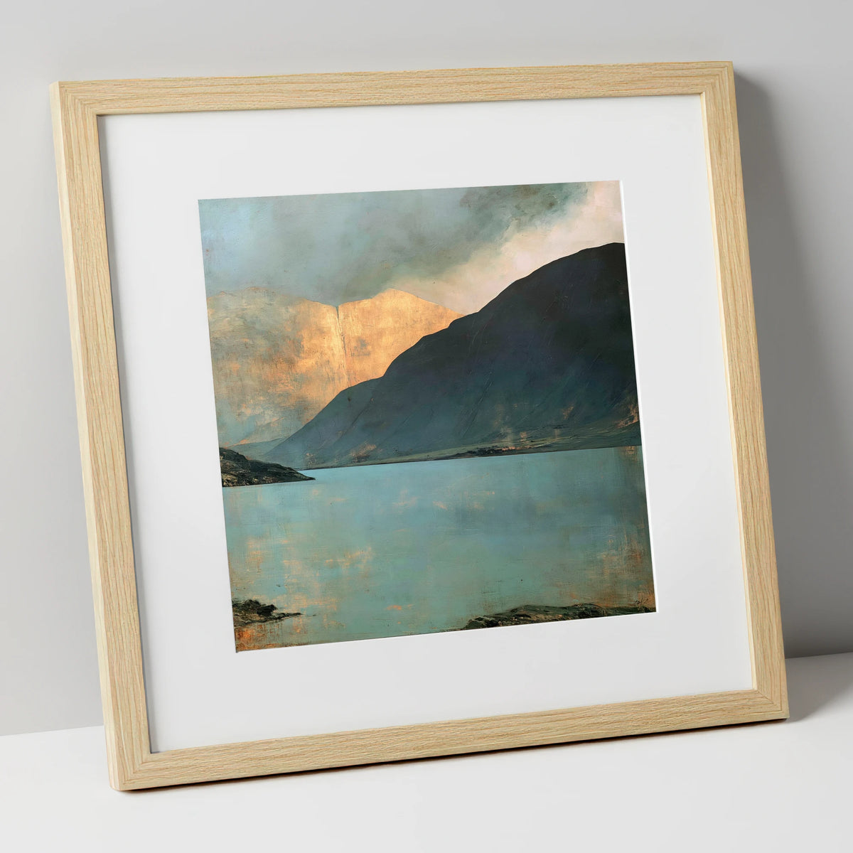Golden Light On Wastwater Screes lake district lake art print in natural frame