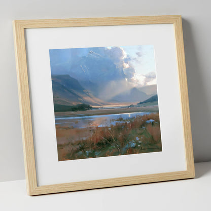 Breaking Storm Over The Fells lake district sky art print in natural frame