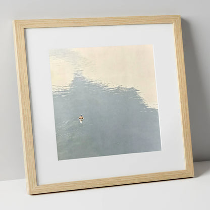 Lone Swimmer on Windermere windermere wall art art print in natural frame