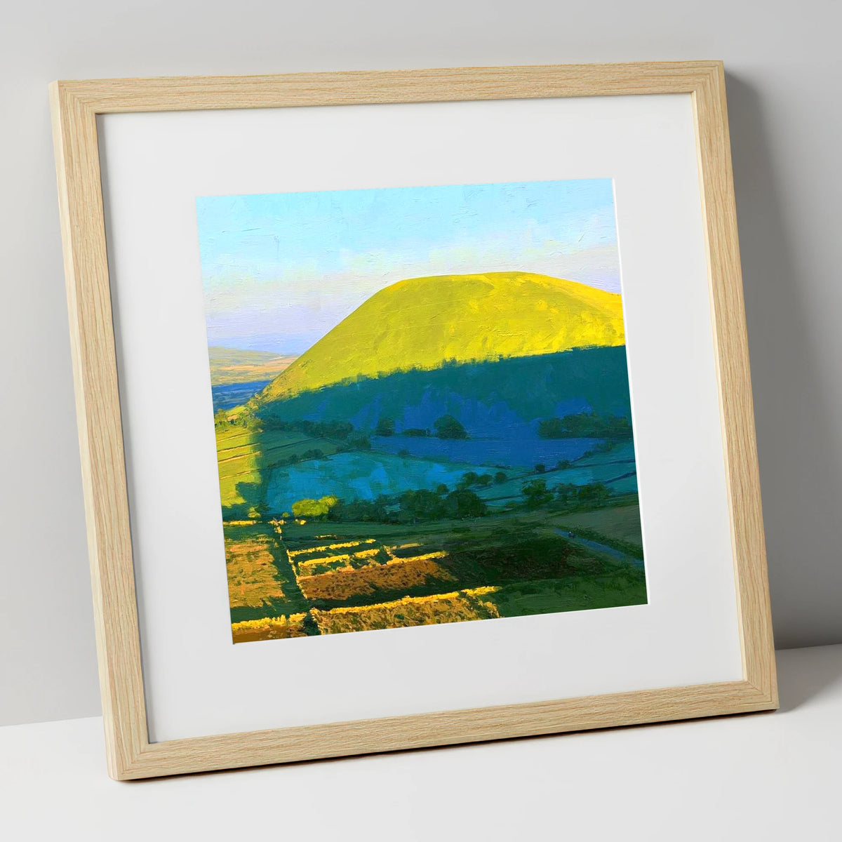 Great Mell Fell Sunlit Dome lake district fell art print in natural frame