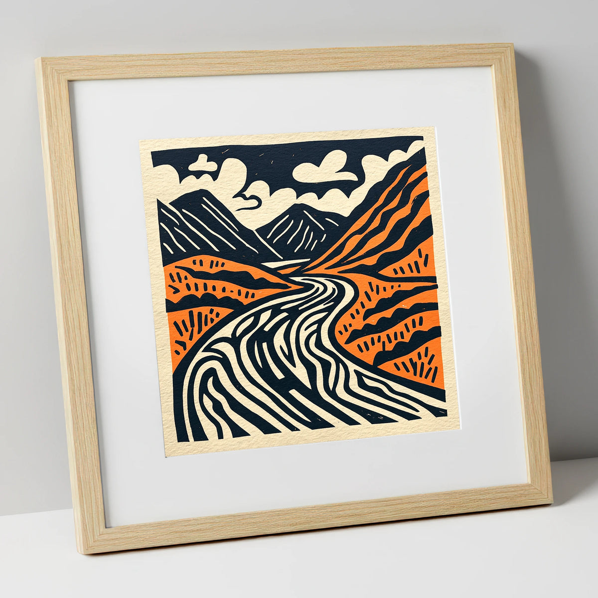 Bold Terracotta Kirkstone Pass lake district valley art print in natural frame