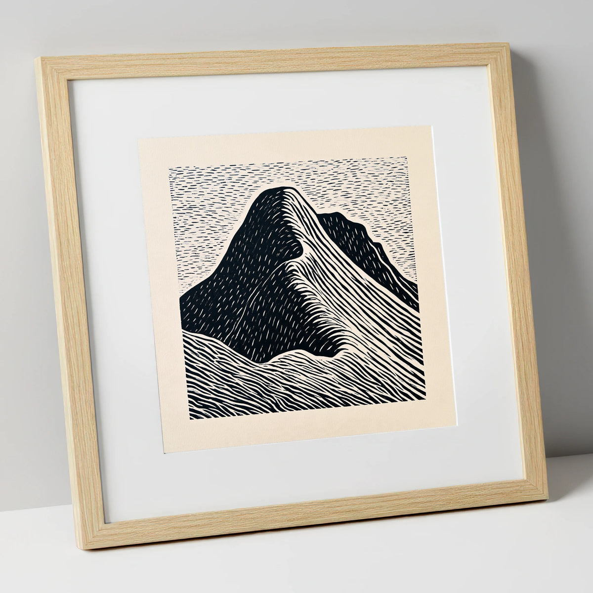 Great Gable Graphic Contours lake district fell art print in natural frame