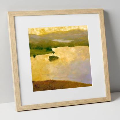 Grasmere Lake in Golden Light lake district lake art print in natural frame
