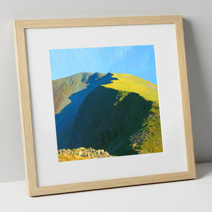 Sunlit Ridge on High Stile lake district fell art print in natural frame
