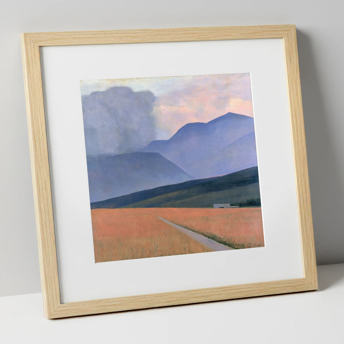 Storm Clouds Over Lavender Fells lake district sky art print in natural frame