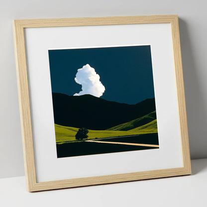 Luminous Cloud Over Rolling Fells lake district fell art print in natural frame