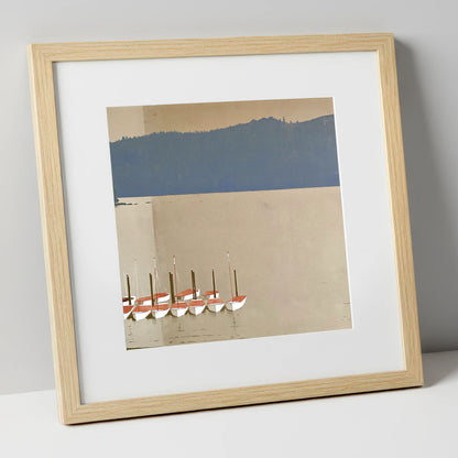 Windermere Boats Below Slate Fells lake district lake art print in natural frame