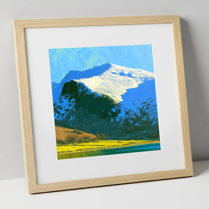 Winter Sunlight on Watson's Dodd lake district fell art print in natural frame