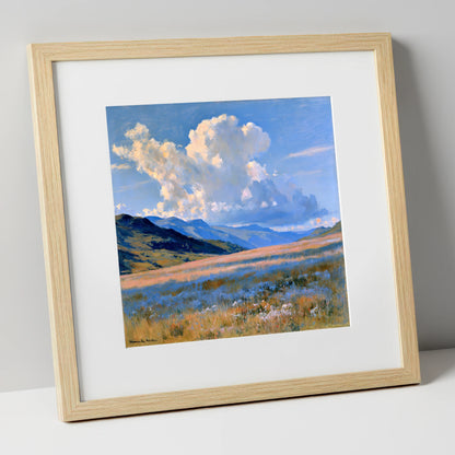 Towering Cloud Over Rolling Fells lake district fell art print in natural frame