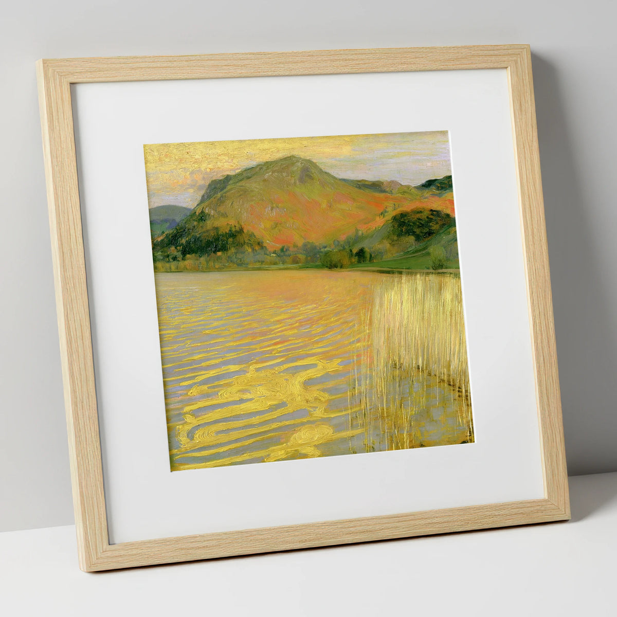 Grasmere in Golden Light lake district lake art print in natural frame