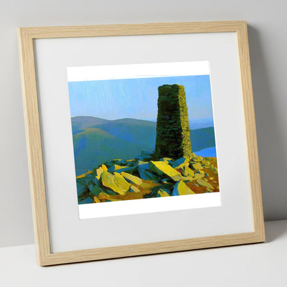 Sunlit Beacon on Thornthwaite Crag lake district fell art print in natural frame