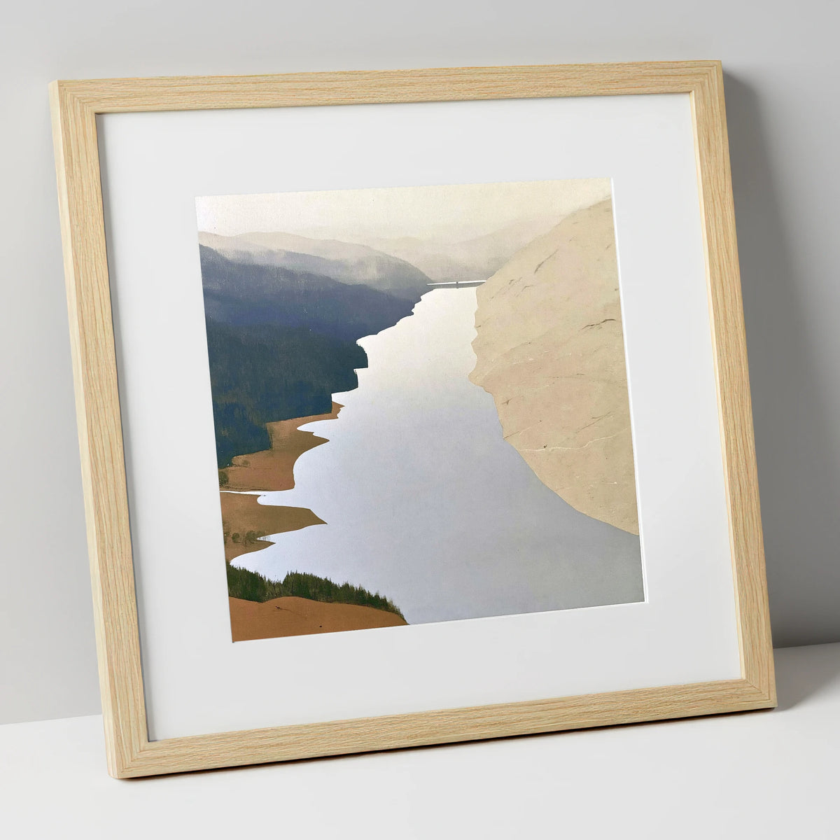 Thirlmere Reservoir and Steep Fells lake district lake art print in natural frame
