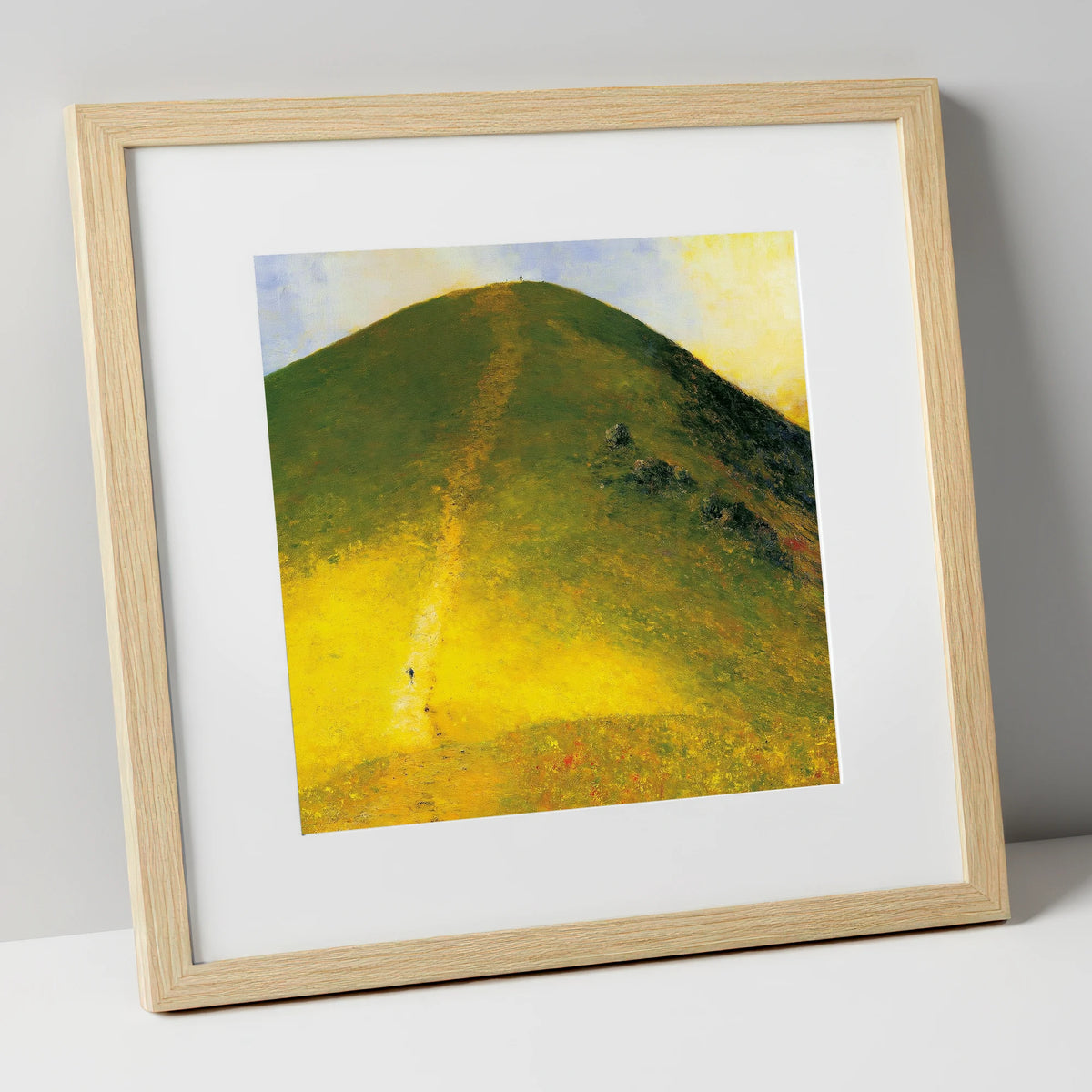 Golden Ascent of Catbells lake district fell art print in natural frame