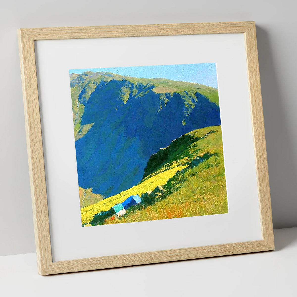 Summer Shadows at Dove Crag lake district fell art print in natural frame