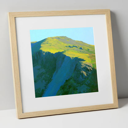 Pike of Blisco Sunlit Summit lake district fell art print in natural frame