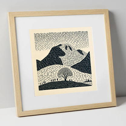 Bold Great Gable Landscape lake district fell art print in natural frame