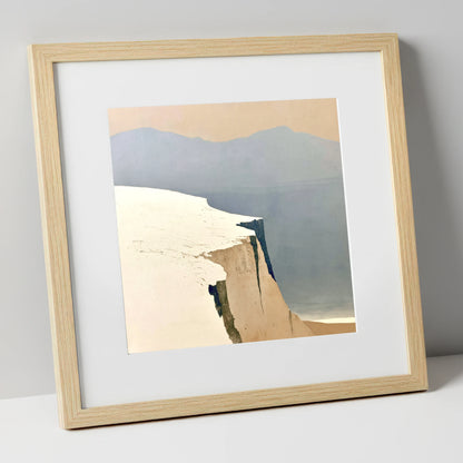 Snowy Fell Edge and Distant Peaks lake district fell art print in natural frame
