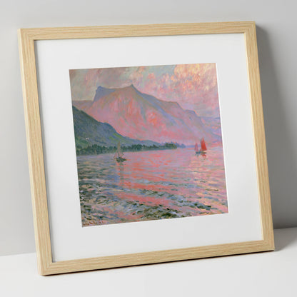Sunset Sailboats on Windermere lake district lake art print in natural frame