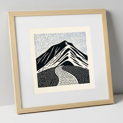Blencathra Beneath a Rhythmic Sky lake district fell art print in natural frame