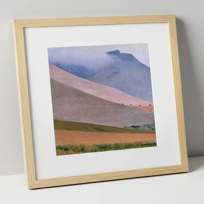 Dusk Pink Fells Under Cloud lake district fell art print in natural frame