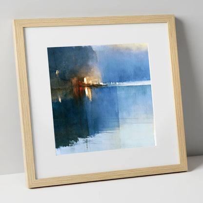 Indigo Lake Shore at Dusk lake district lake art print in natural frame