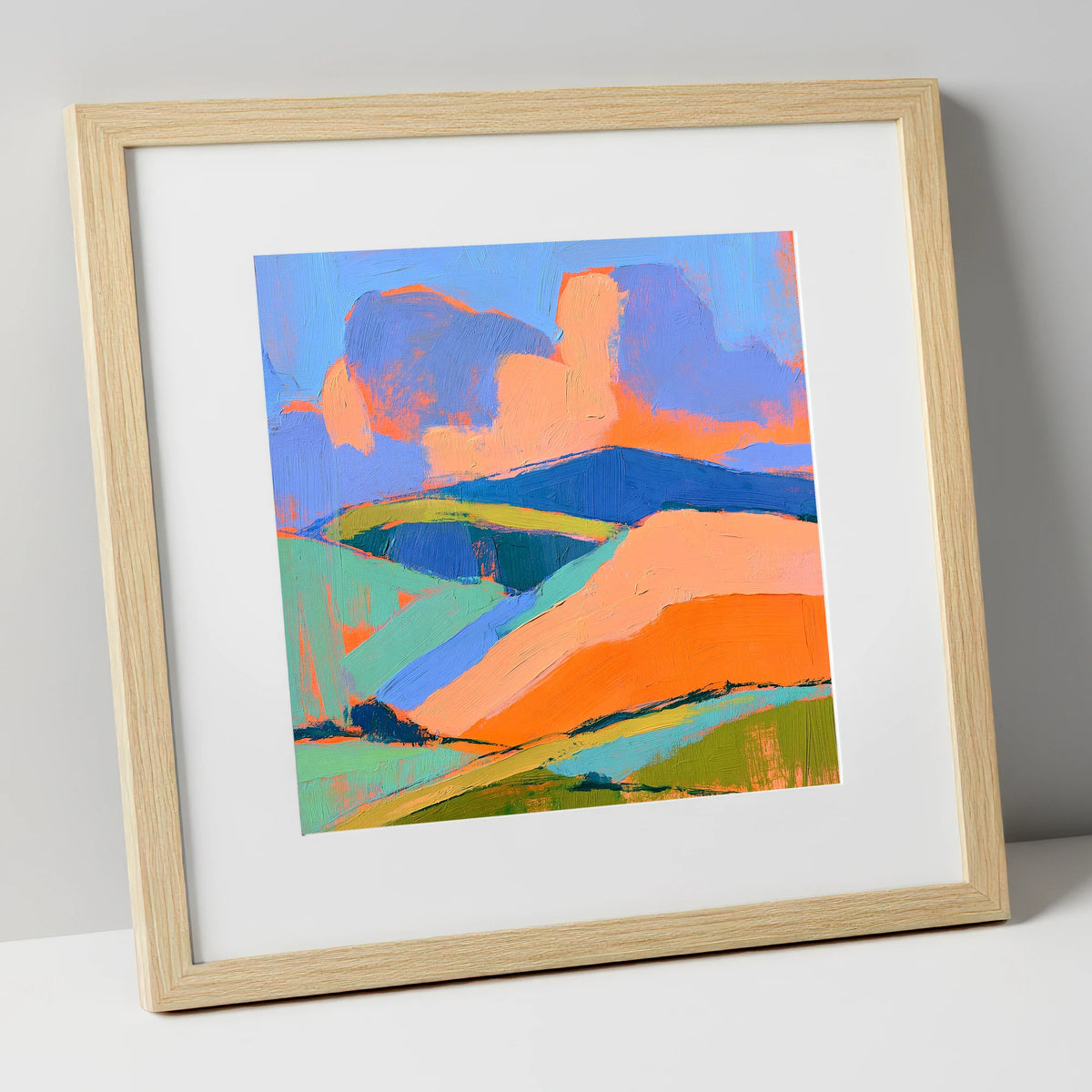 Rolling Fells in Vivid Colour lake district fell art print in natural frame