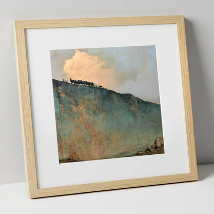 Herdwicks on a Fell Skyline lake district wildlife art print in natural frame