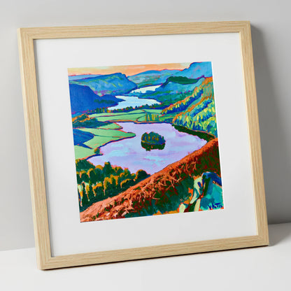 Grasmere Through Vibrant Bracken lake district lake art print in natural frame
