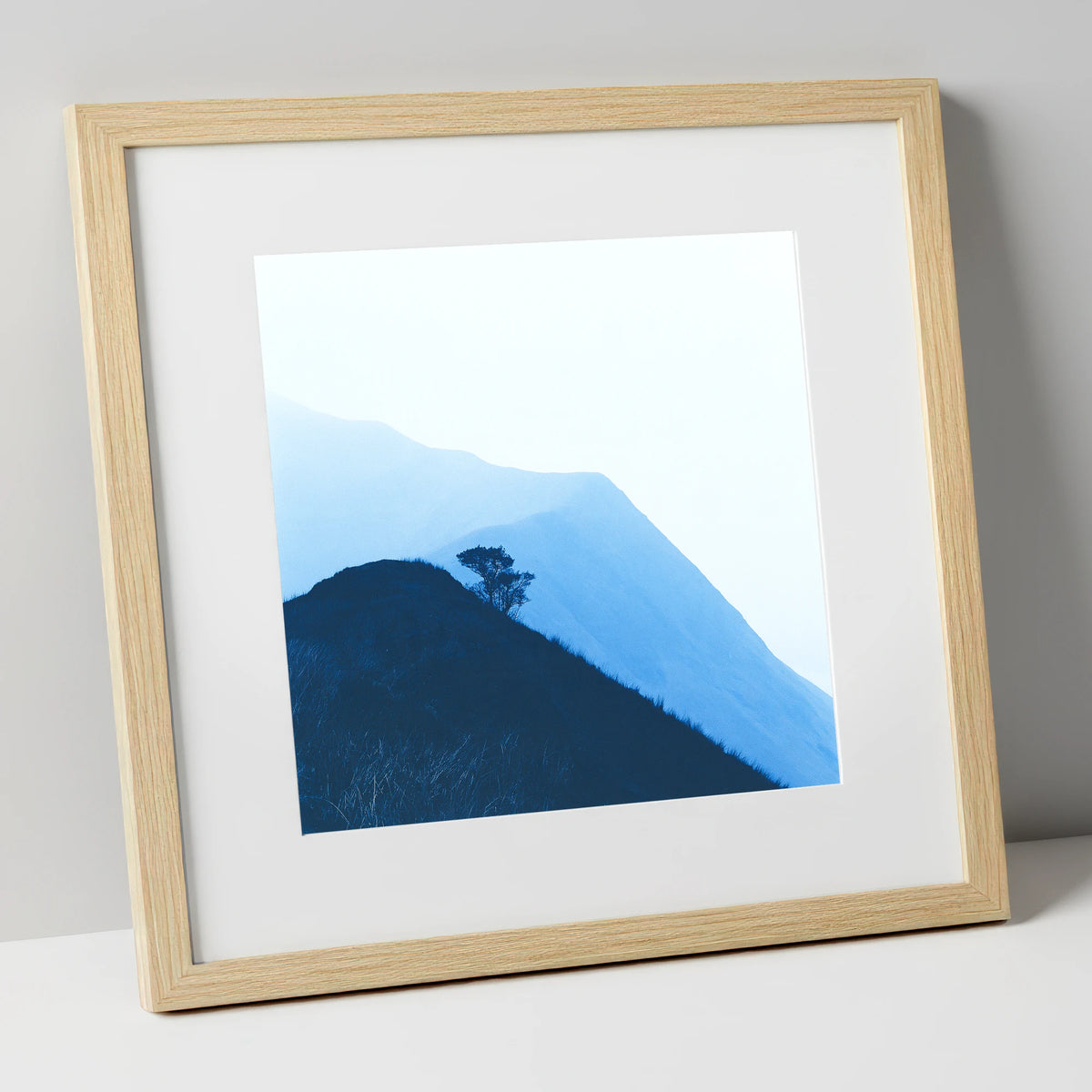 Lone Tree on Blue Ridge lake district fell art print in natural frame